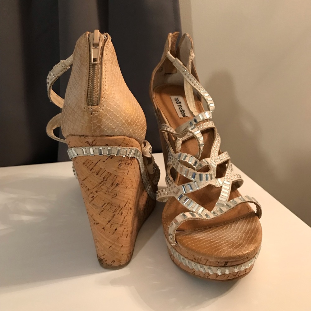 Not Rated Tan Rhinestone Wedges